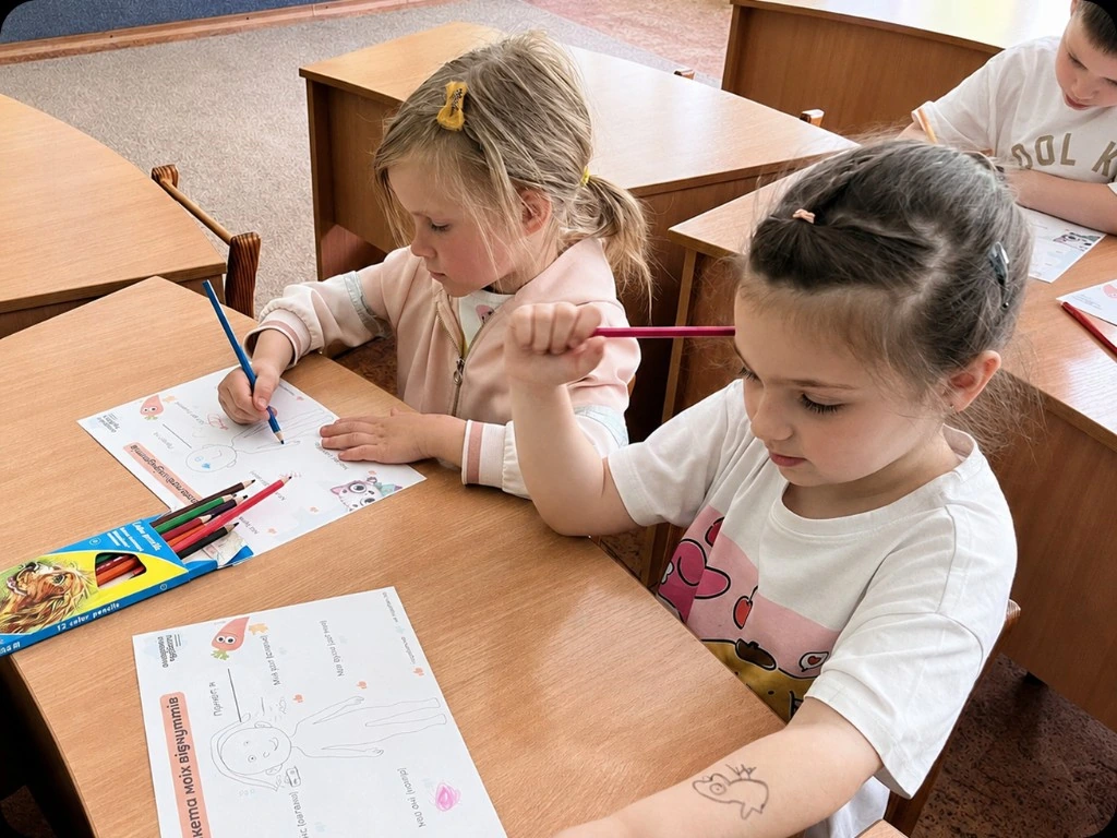 Дівчата малюють схему відчуттів